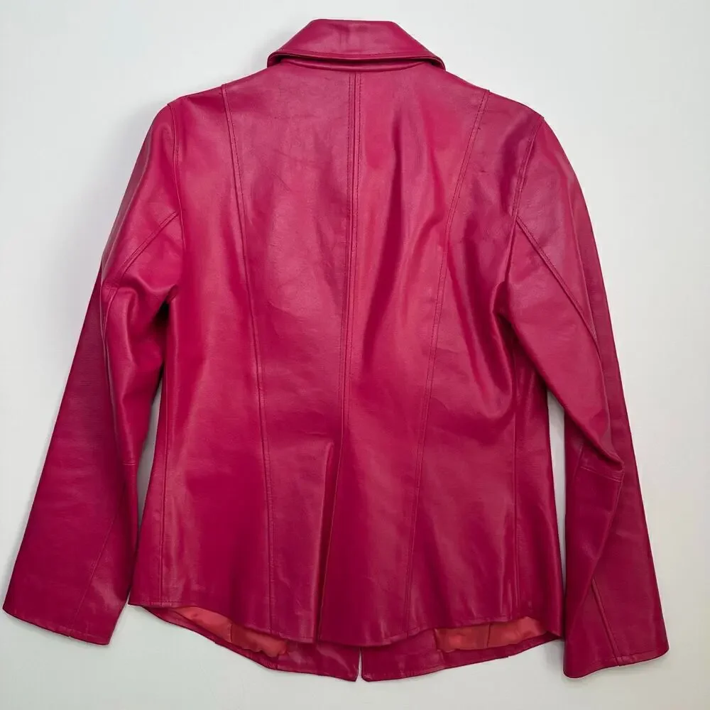Raf Vintage Hot Pink Leather Snap Front Shacket /Jacket